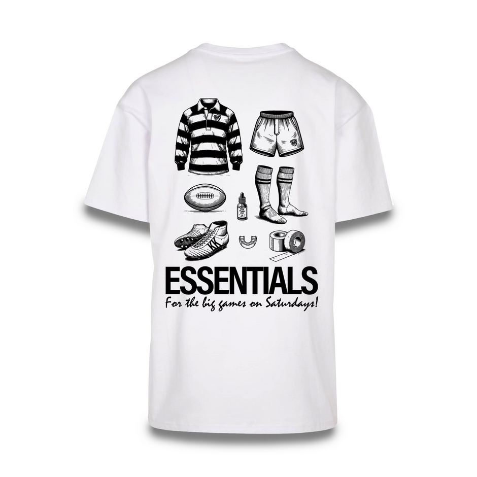 Mockup der Rückenansicht des weißen Essentials Tee