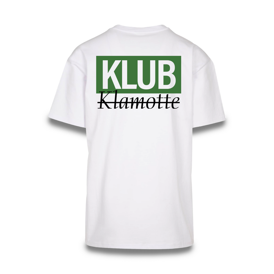 Mockup der Rückenansicht des weißen Klub Font Tee