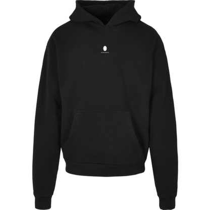 Mockup der Vorderansicht des schwarzen Klub to Pub Hoodies