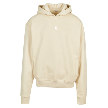 Mockup der Vorderansicht des sandfarbenen Klub to Pub Hoodies