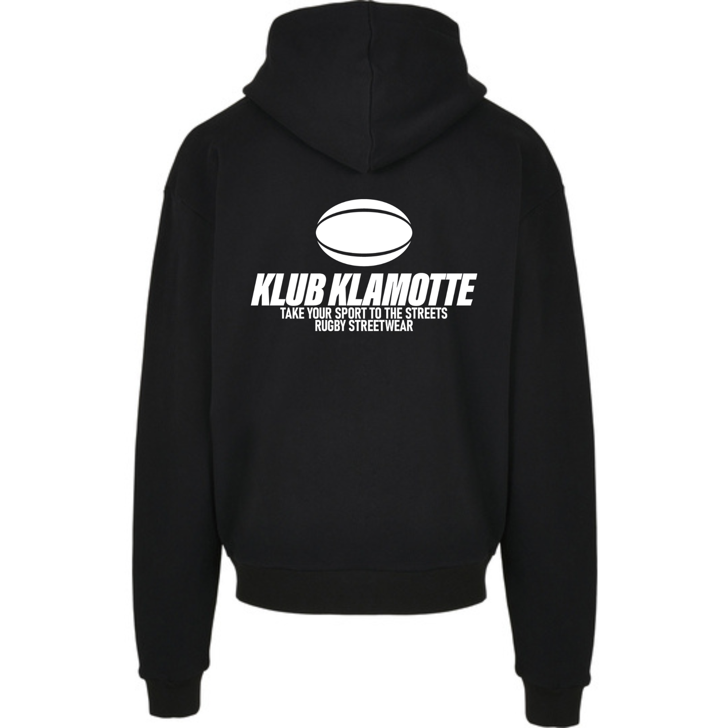 Mockup der Rückansicht des schwarzen Klub Streets Hoodies