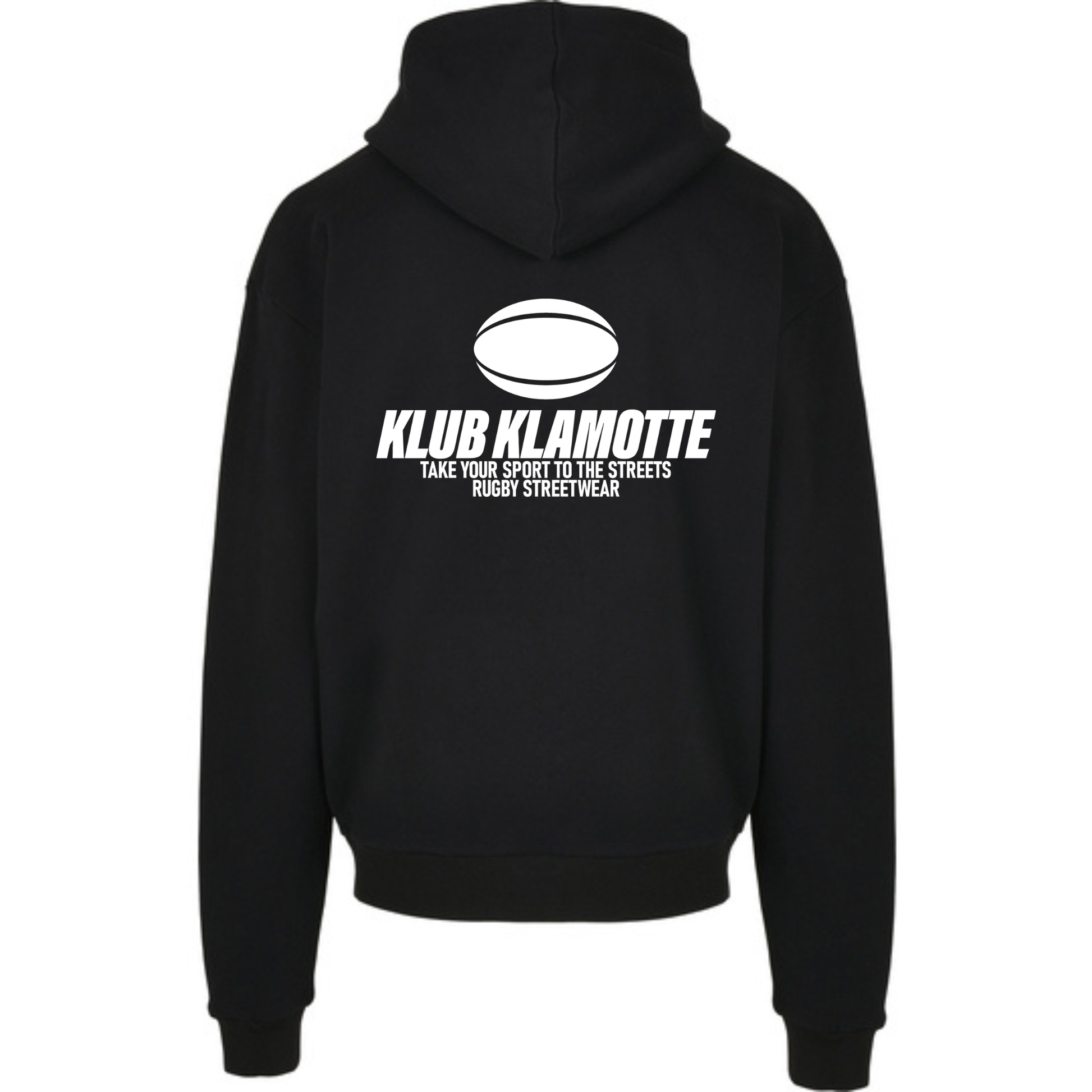 Mockup der Rückansicht des schwarzen Klub Streets Hoodies