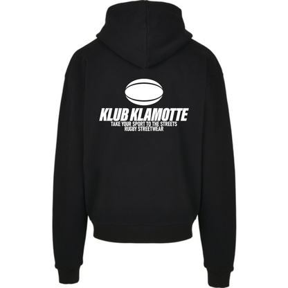 Mockup der Rückansicht des schwarzen Klub Streets Hoodies