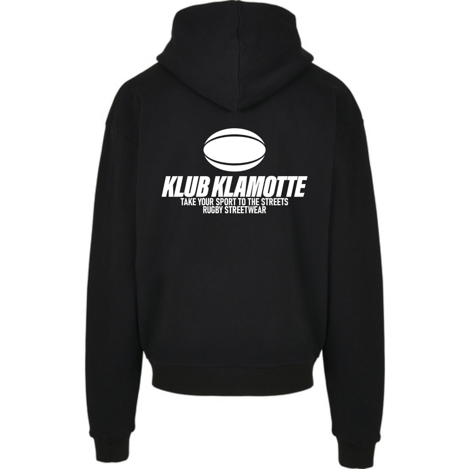 Mockup der Rückansicht des schwarzen Klub Streets Hoodies