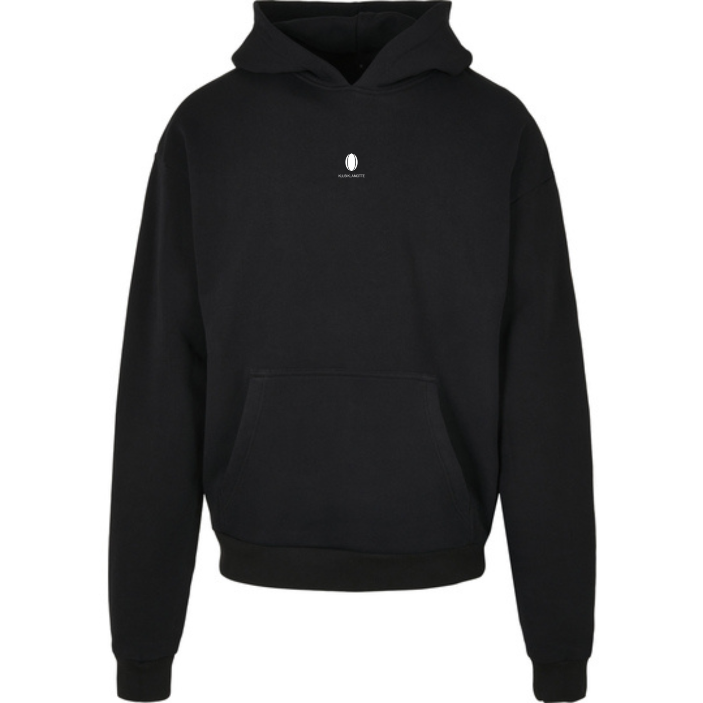 Mockup der Vorderansicht des schwarzen Slow Sunday Rugby Club Hoodies