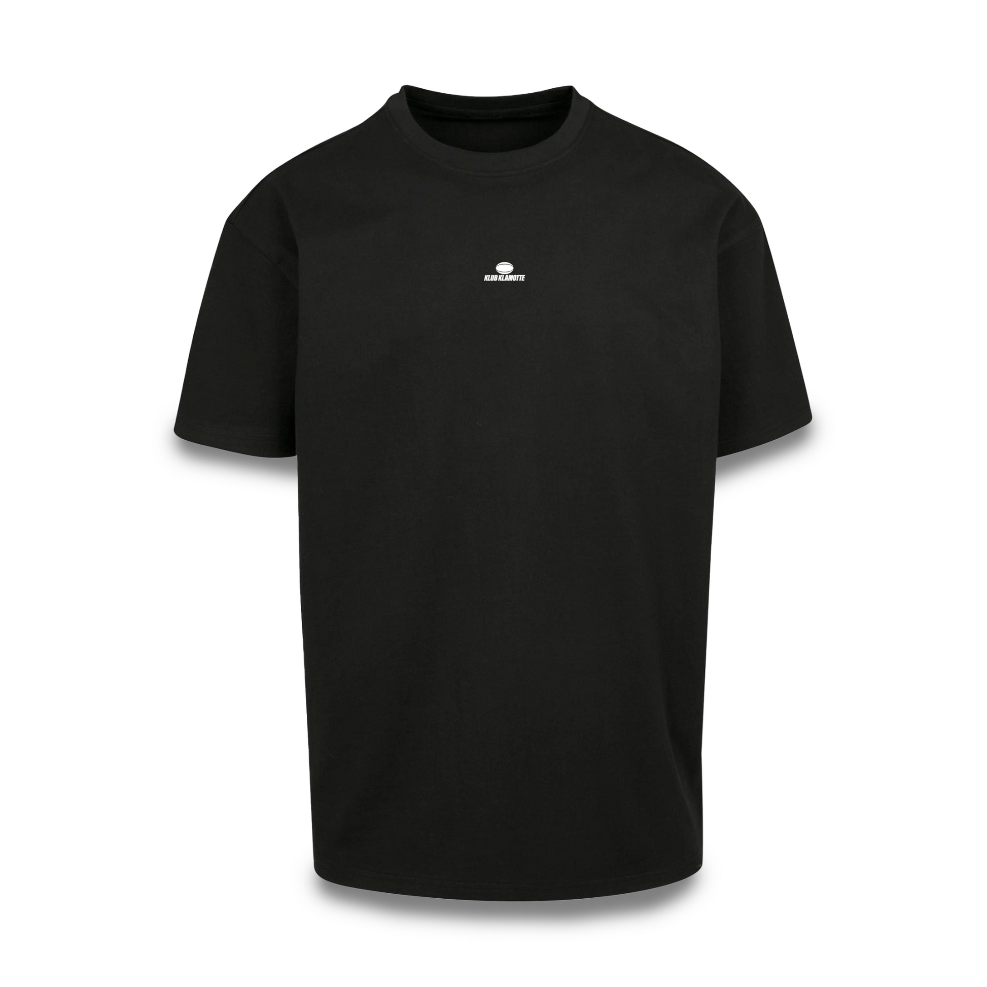 Mockup der Vorderansicht des schwarzen Klub Streets Tee